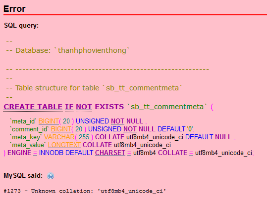 Cách sửa lỗi Unknown collation utf8mb4 unicode 520 ci trong MySQL