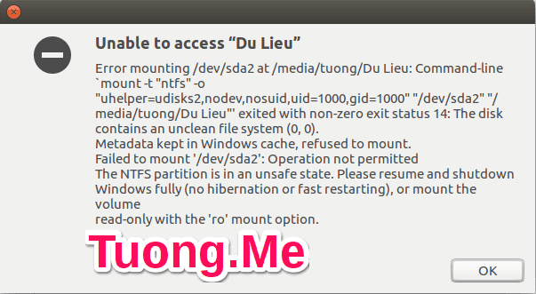 Sửa lỗi không truy cập được các ổ đĩa NTFS trên Ubuntu