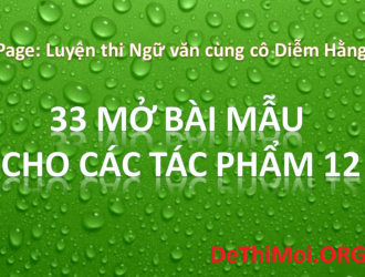 33 mở bài mẫu cho các tác phẩm văn học lớp 12 - Ôn thi THPT Quốc Gia