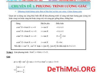 Chuyên đề hàm số - phương trình lượng giác - Trần Văn Tài
