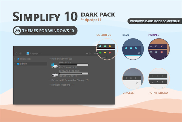 Simplify 10 Dark - theme win 10 đẹp