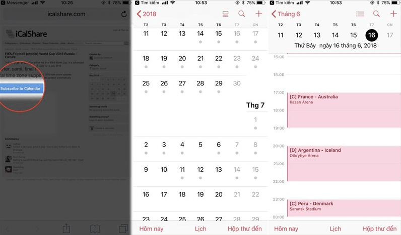 Cách thêm lịch World Cup 2018 vào điện thoại Iphone với Apple Calendar