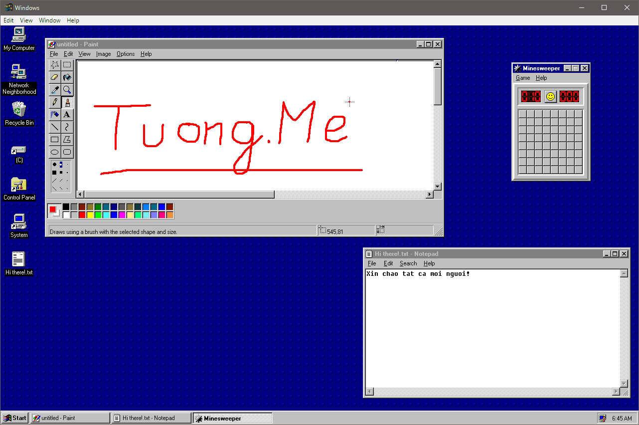 Trải nghiệm Windows 95 trên máy tính với ứng dụng Windows95