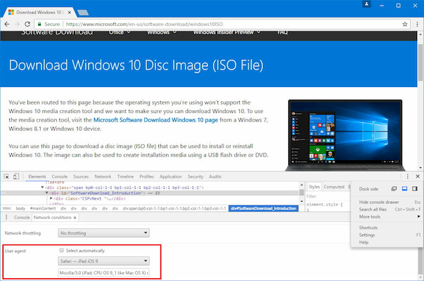 Download ISO Win 10 bằng Microsoft Edge (Chromium), Google Chrome, Cốc Cốc