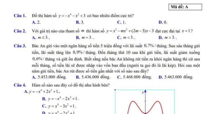 Đề thi thử THPT Quốc Gia 2019 môn toán trường Nguyễn Trãi - TH lần 1