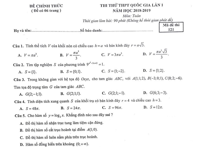 Đề thi thử thpt quốc gia 2019 môn toán THPT Chuyên Hạ Long lần 1