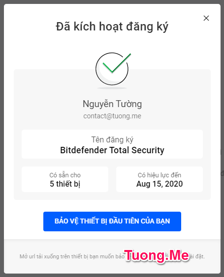 Lấy key Bitdefender Total Security 2020 miễn phí 120 ngày