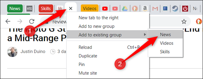 Cách gộp tab trên Google Chrome