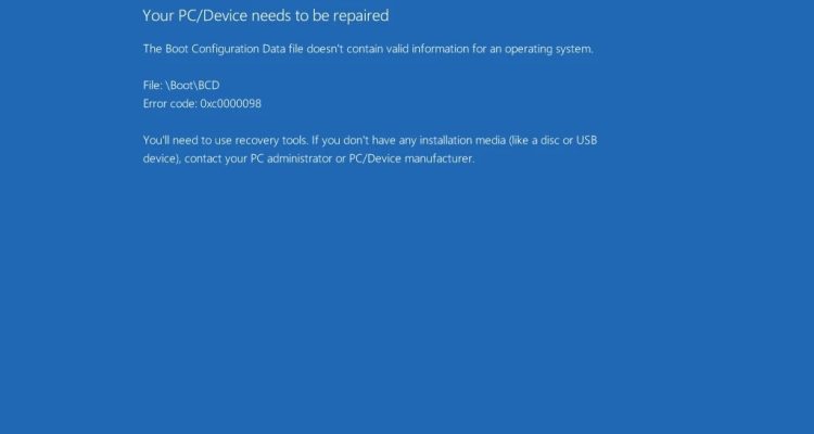 Cách sửa lỗi màn hình xanh 0xc0000098 trên Windows 10 mới nhất