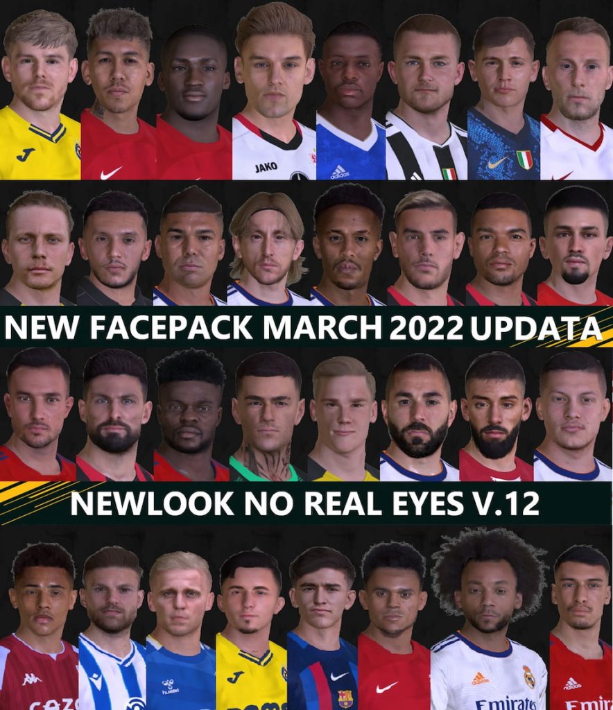New Mega Facepack Newlook No Real Eyes V12 by EsLaM - Facepack PES 2017 mới nhất