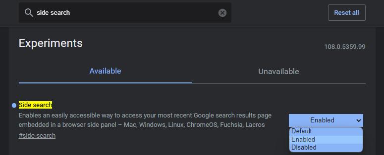 Bật Side Search trên Google Chrome