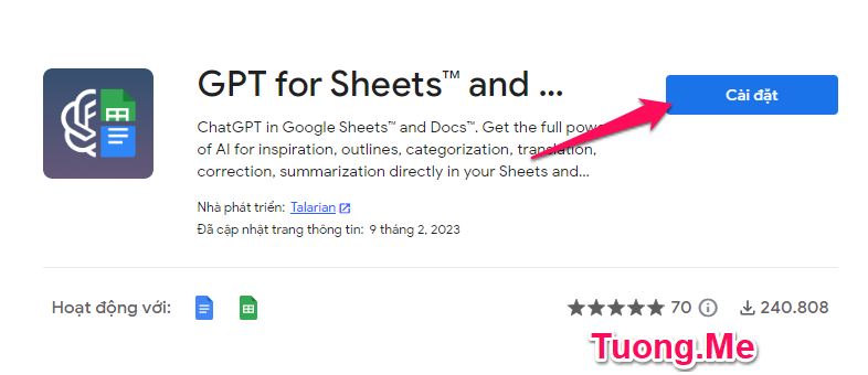 Cách tích hợp ChatGPT vào Google Sheets, Google Docs