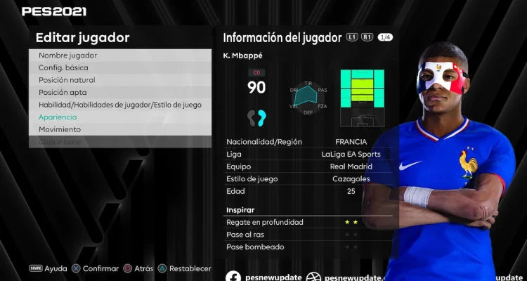 Face Kylian Mbappé kèm mặt nạ cho PES 2021