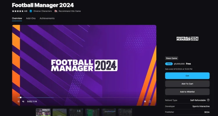 Nhận bản quyền game Football Manager 2024 giá 1 triệu miễn phí