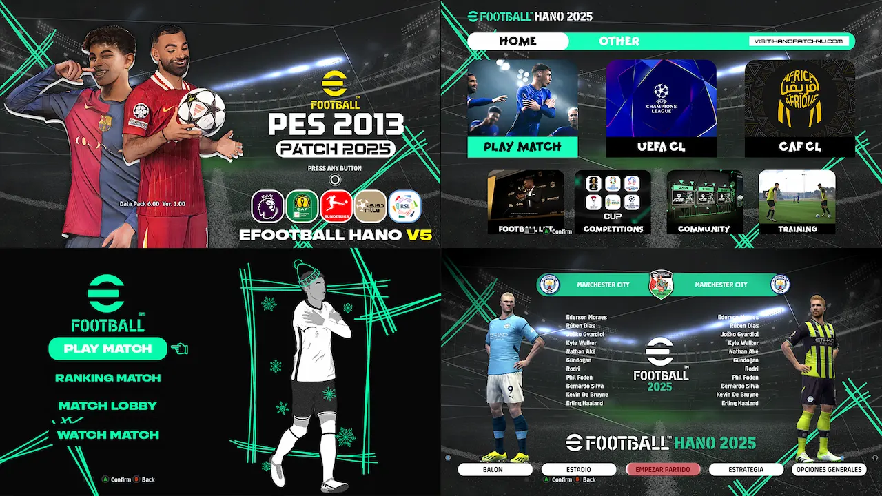 PES 2013 NSP eFootball HANO v5.1: cập nhật mùa giải 2025