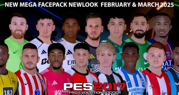 PES 2017 Mega Facepack New Look 2025: Cập nhật gương mặt cầu thủ mới nhất