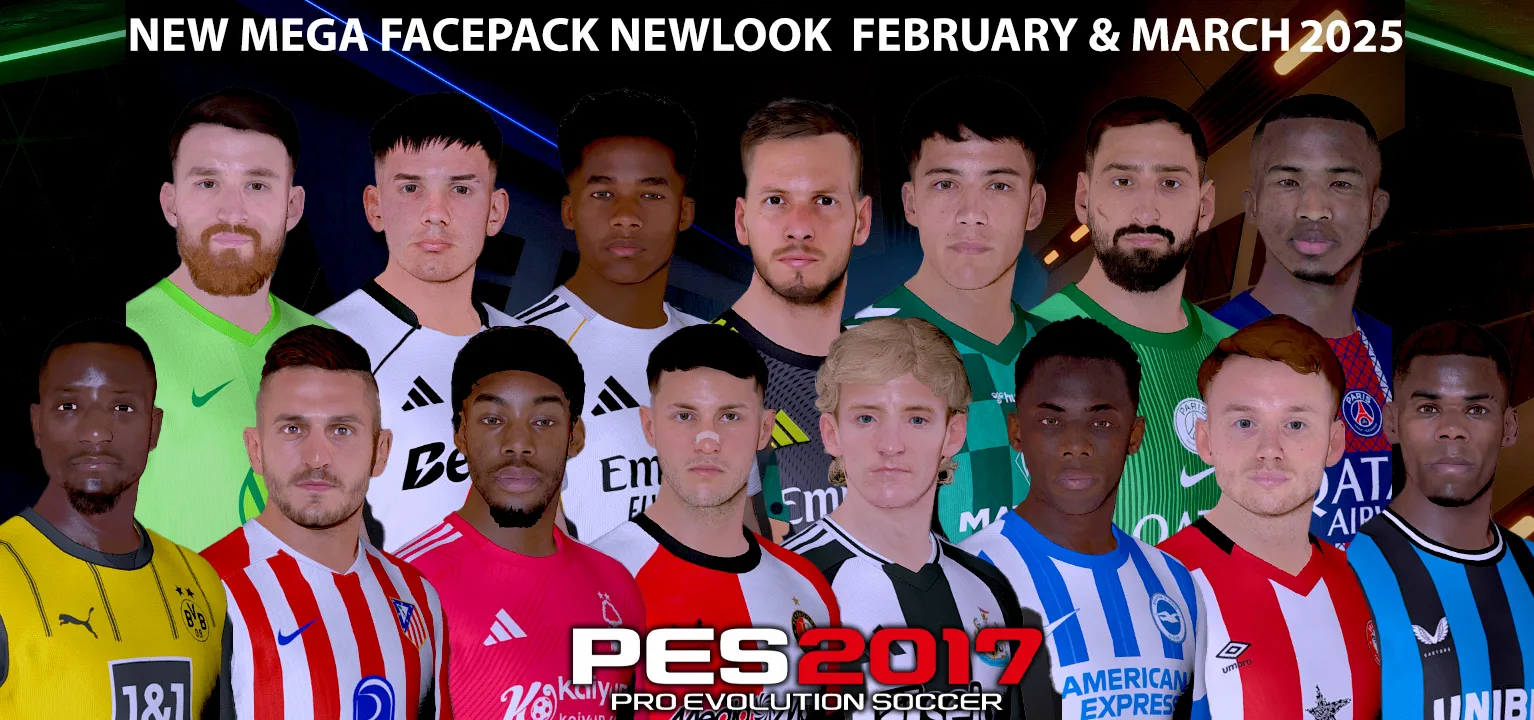 PES 2017 Mega Facepack New Look 2025: Cập nhật gương mặt cầu thủ mới nhất