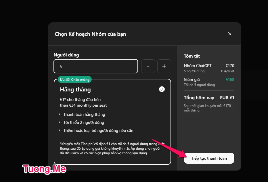 Cách đăng ký tài khoản ChatGPT doanh nghiệp 1 tháng với giá 1$