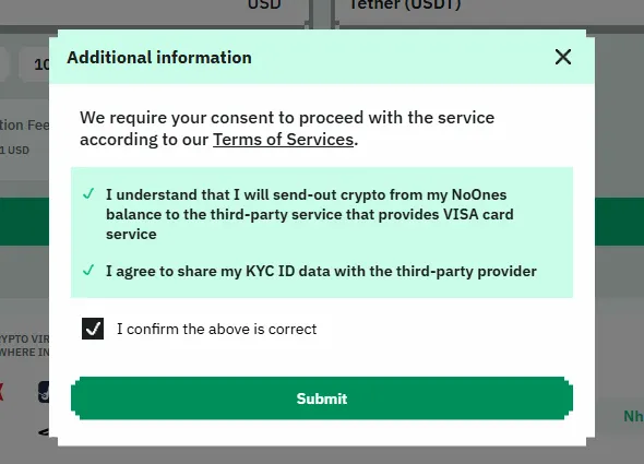 Hướng dẫn cách tạo thẻ Visa Mỹ bằng NoOnes chi tiết