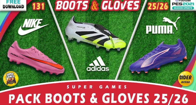 New Collection Boots & Gloves Pack 2025/2026 for PES 2021 & FL25