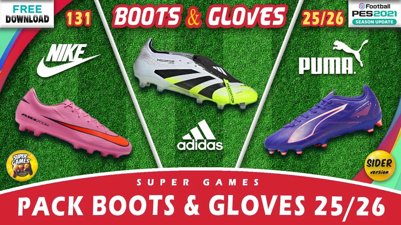 New Collection Boots & Gloves Pack 2025/2026 for PES 2021 & FL25