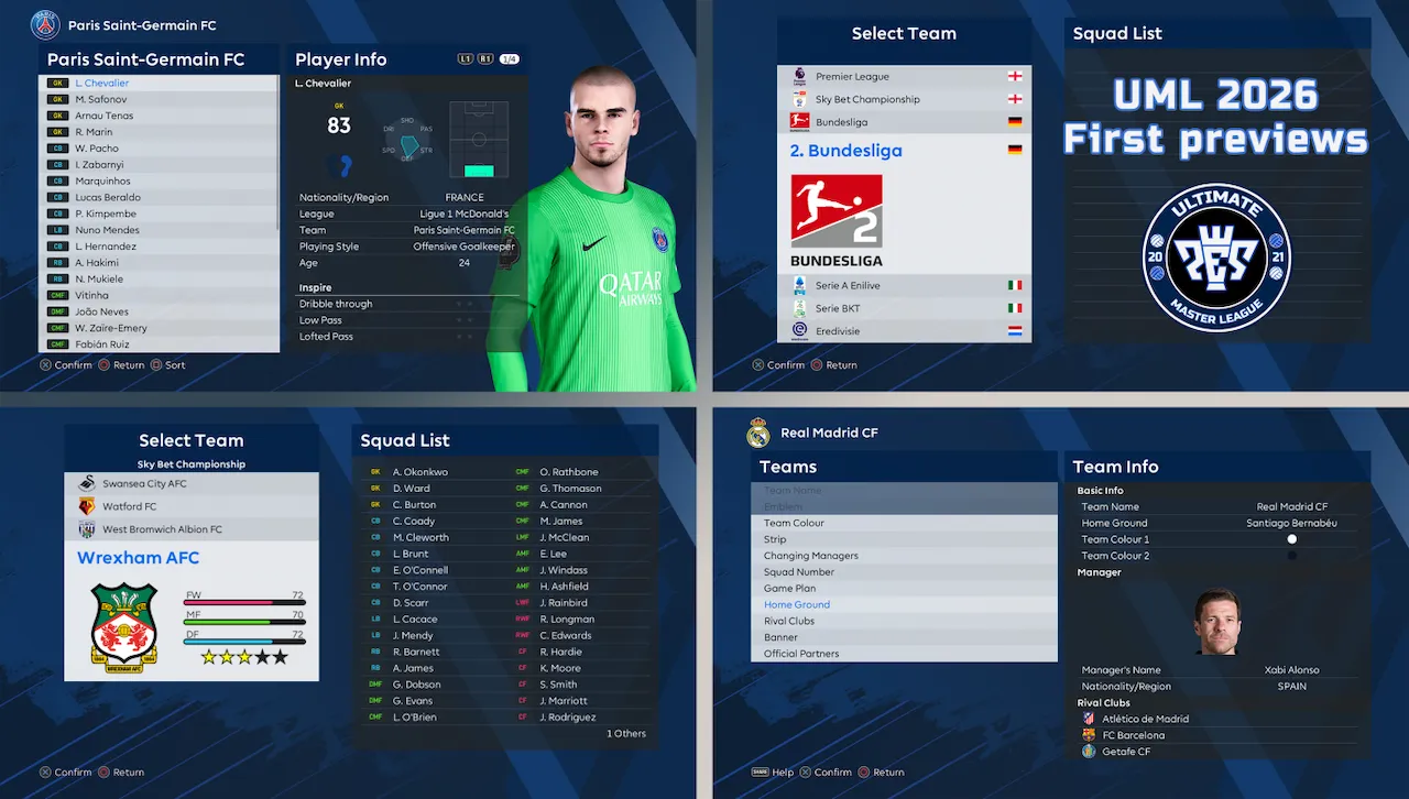 Ultimate Master League 2026 v1 (UML 2026) - Mod ML cho PES 2021 và FL26