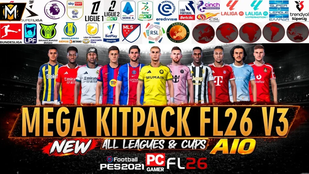 PES 2021 Mega Kitpack Season 2026/27 v3: Áo đấu mùa giải mới cho PES 2021 & FL26