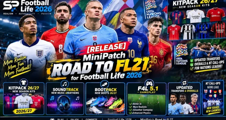 PES 2021 Road to Football Life 2027: kit 26/27, option file và gameplay F4L 5.1